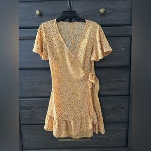 Floral Wrap Dress in Yellow
